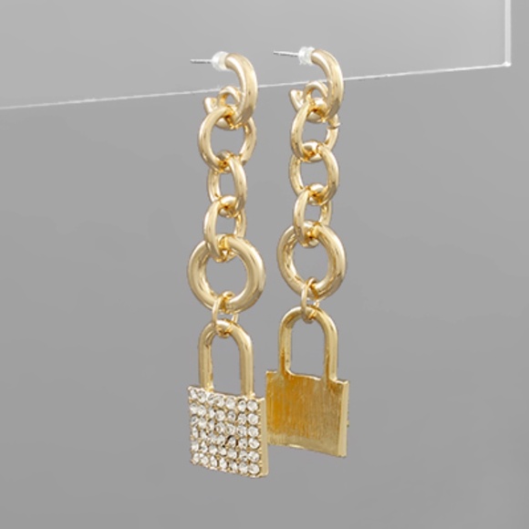 Crystal Lock Link Drop Hoops - Picture 1 of 1